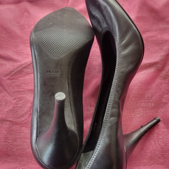 PRADA Soft Leather Black Heels, 7.5 - Picture 6 of 6